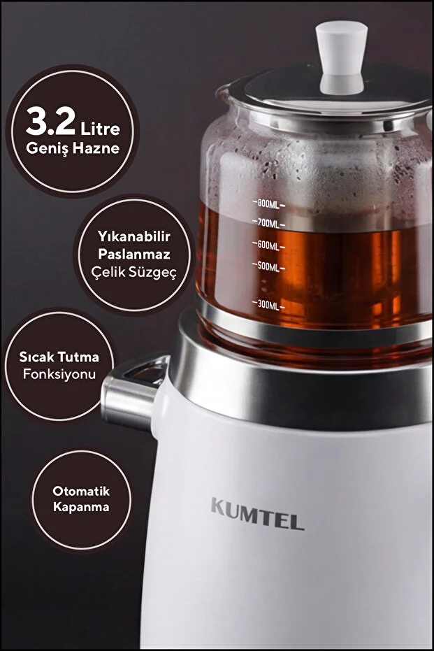 KUMTEL Elektrikli Isı Ayarlanabilir Dijital Semaver